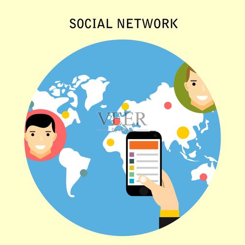 社会网络向量概念平面设计插图的网站信息图设计通信系统与技术插画